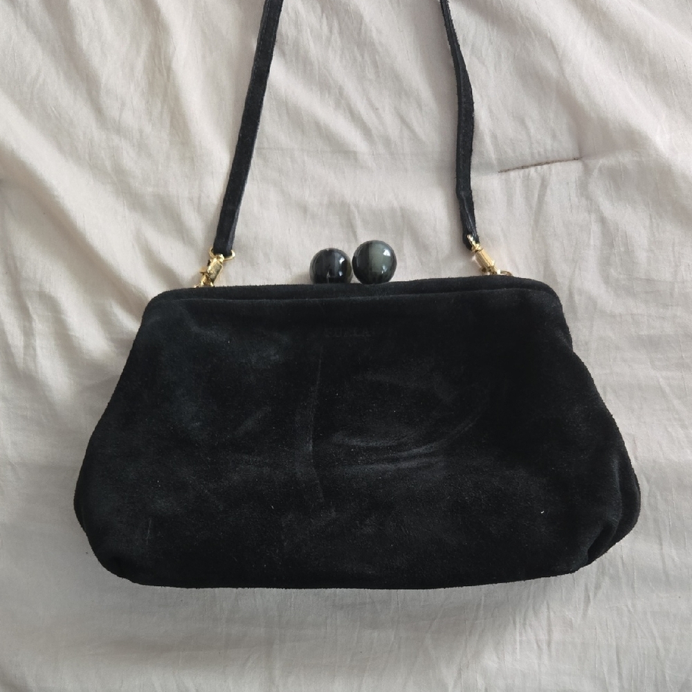 Furla Black Suede Clutch